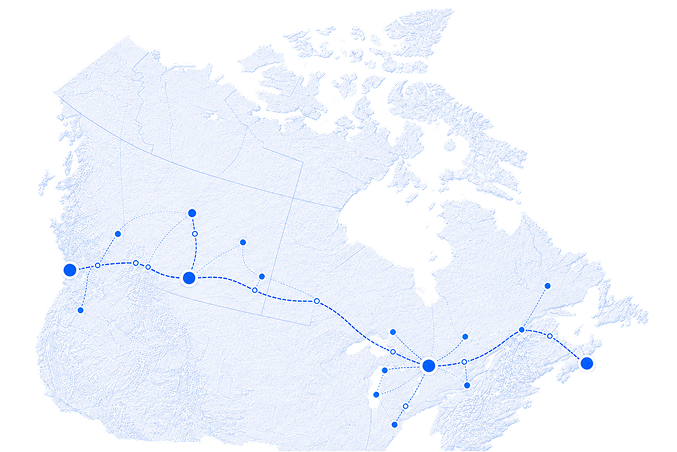 Canada car shipping route map