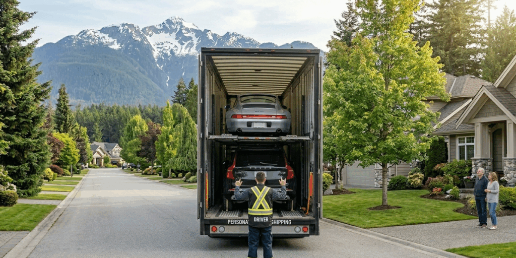 Auto moving service relocating cars during move.